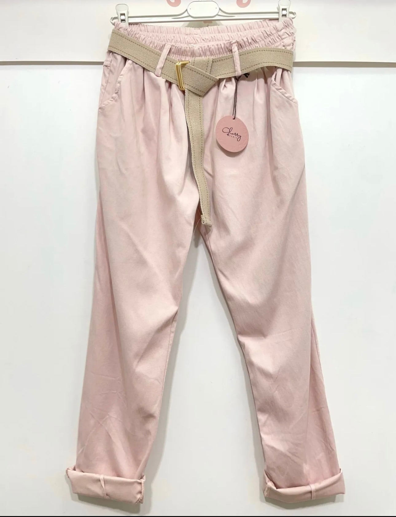 Pantalon élastique rose