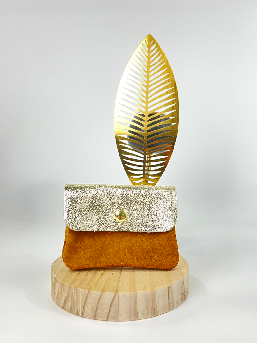 Porte monnaie bi couleurs camel