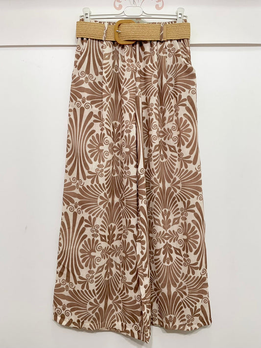 Pantalon imprimé beige