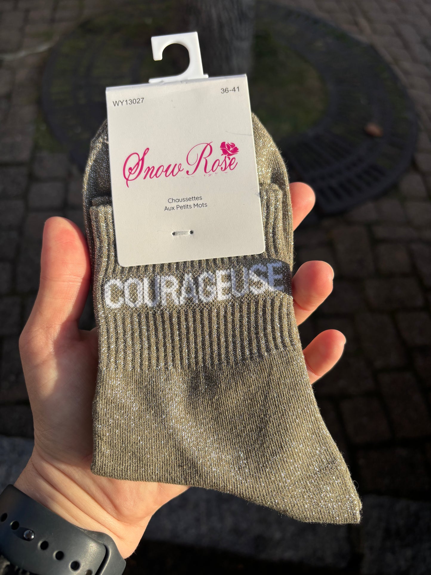 Chaussettes paillettes Courageuse