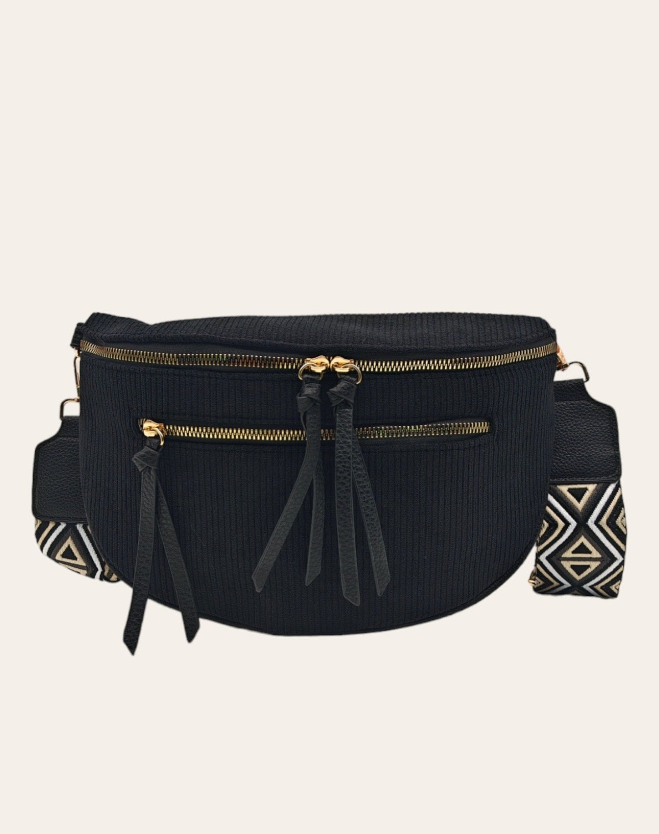 Sac velours noir avec bandoulière