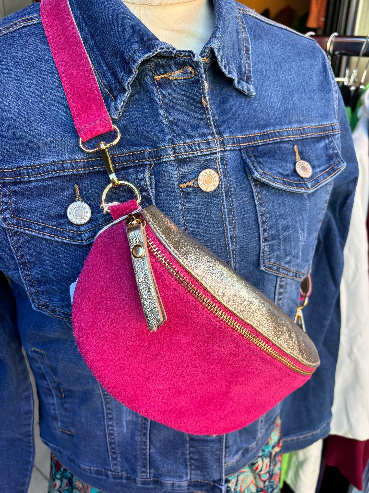 Sac banane 1 zip 2 couleurs fushia