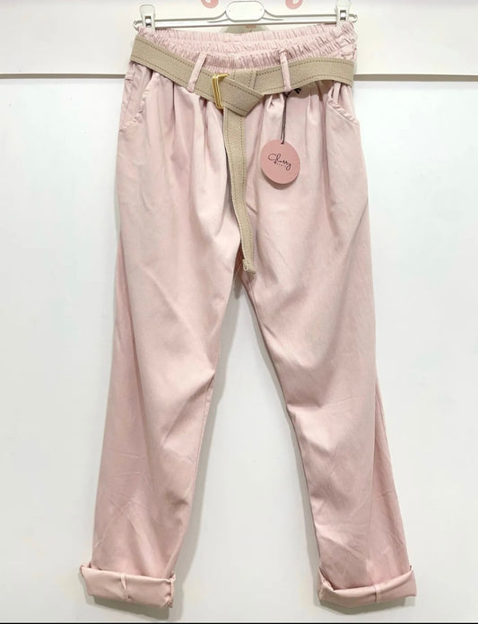 Pantalon élastique rose