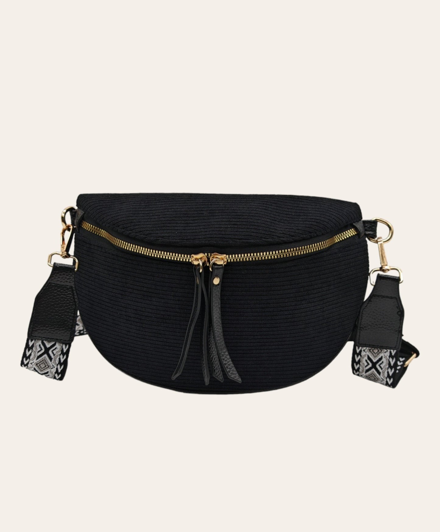 Sac velours avec bandoulière noir