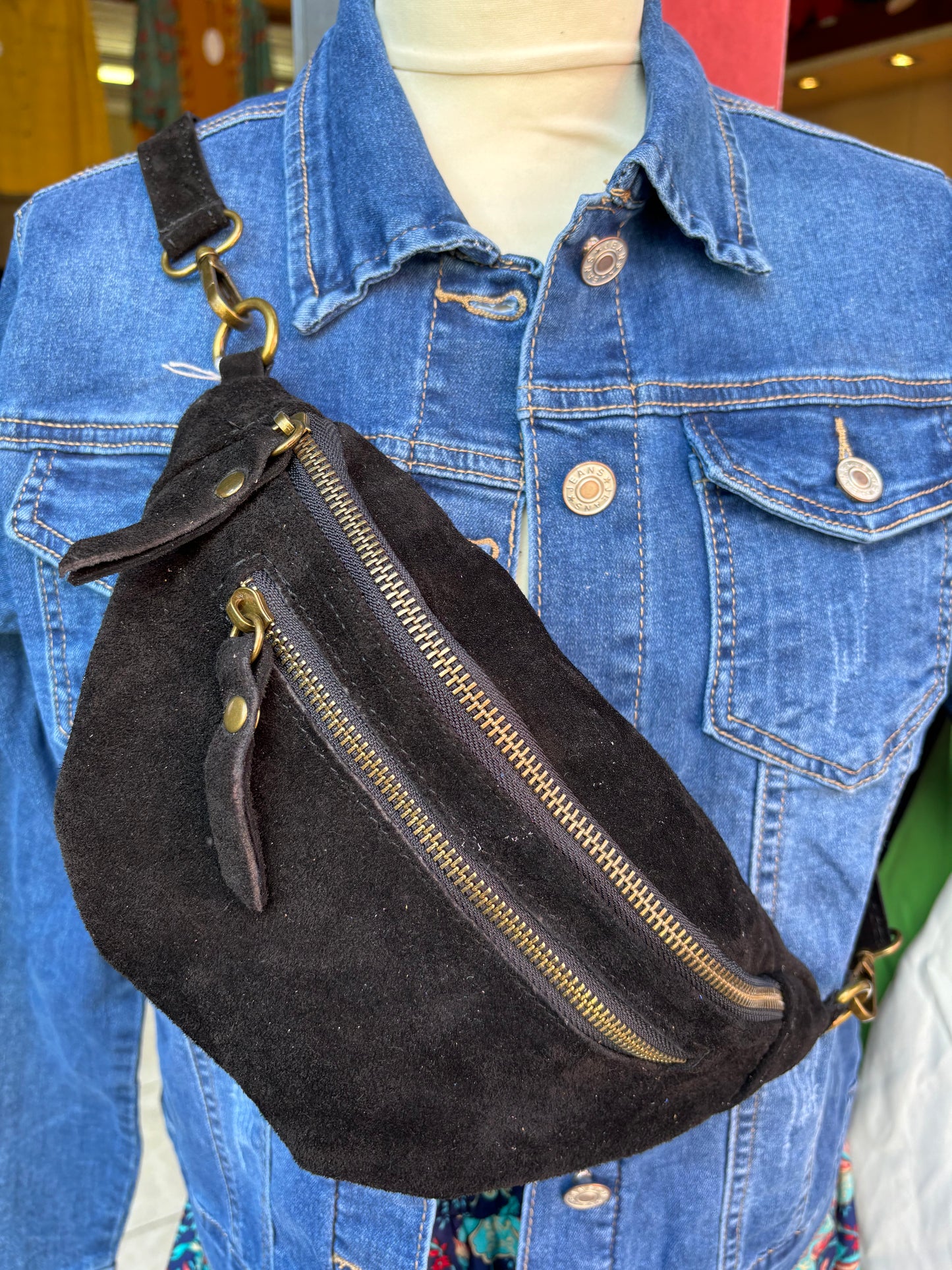 Sac banane noir cuir