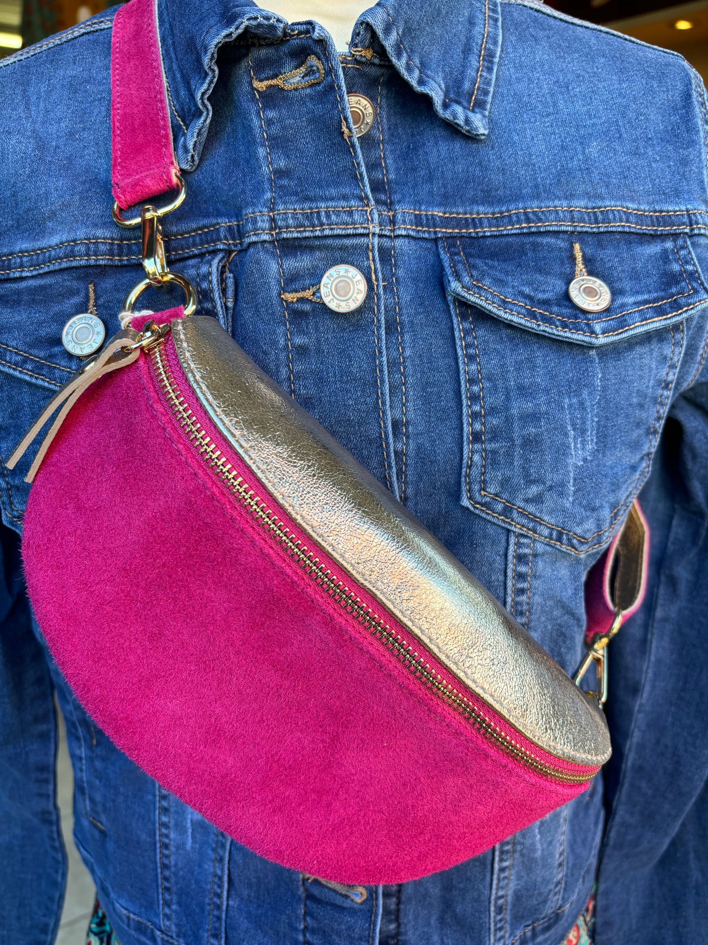 Sac banane 1 zip 2 couleurs fushia