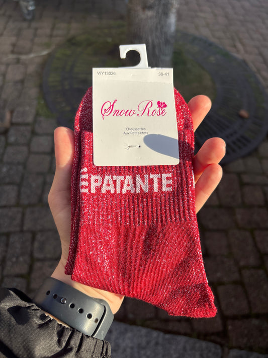 Chaussettes paillettes épatante rouge