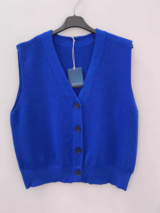 Cardigan sans manches bleu Roy