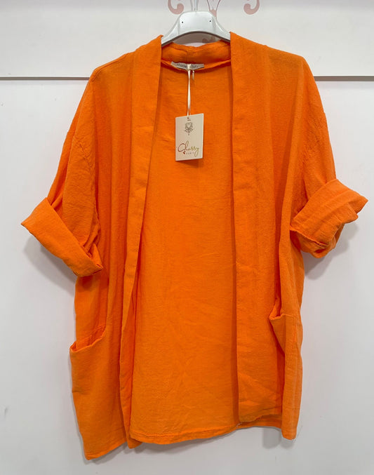 Gilet ouvert uni orange