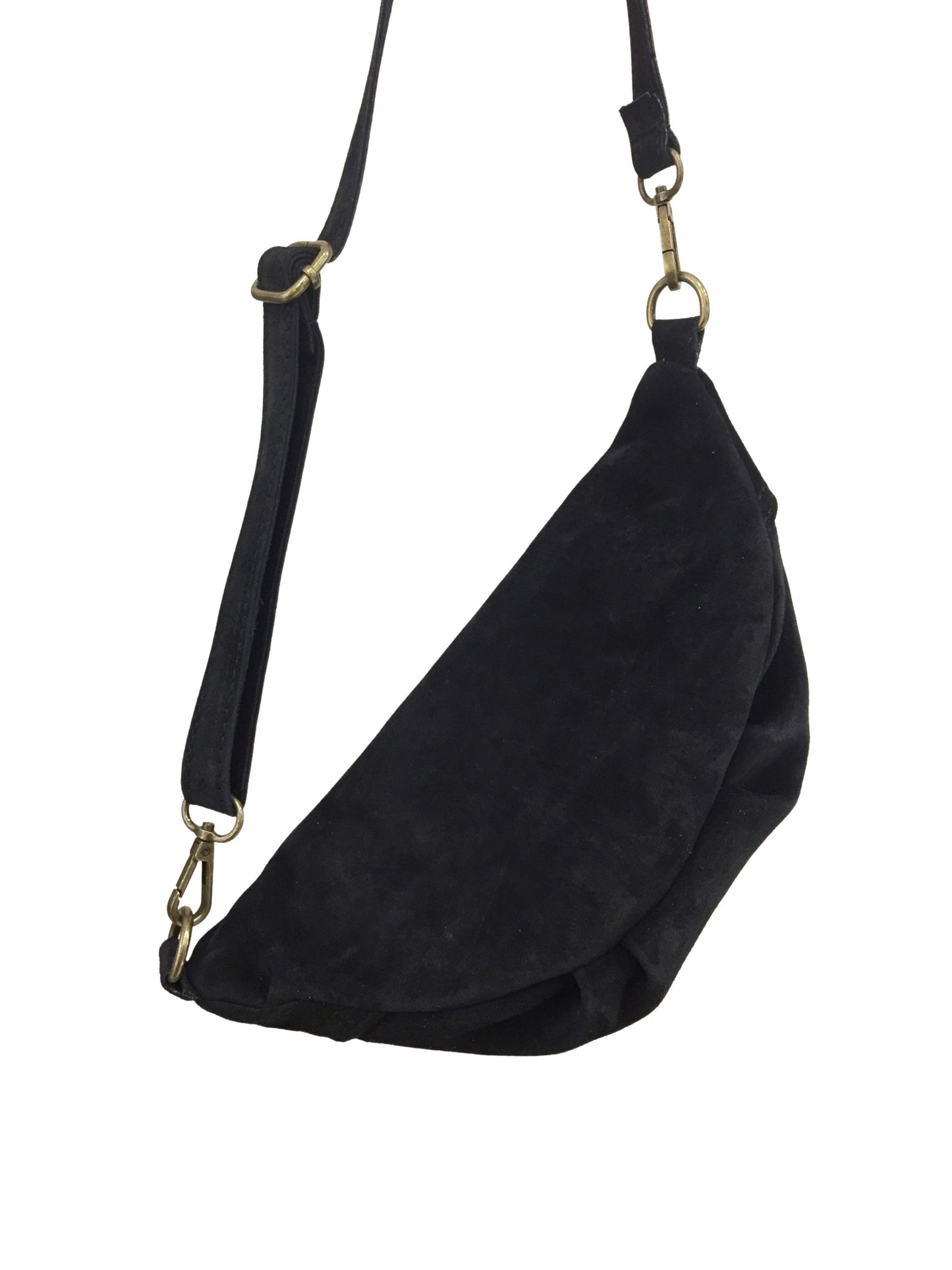 Sac banane cuir 2 zip noir