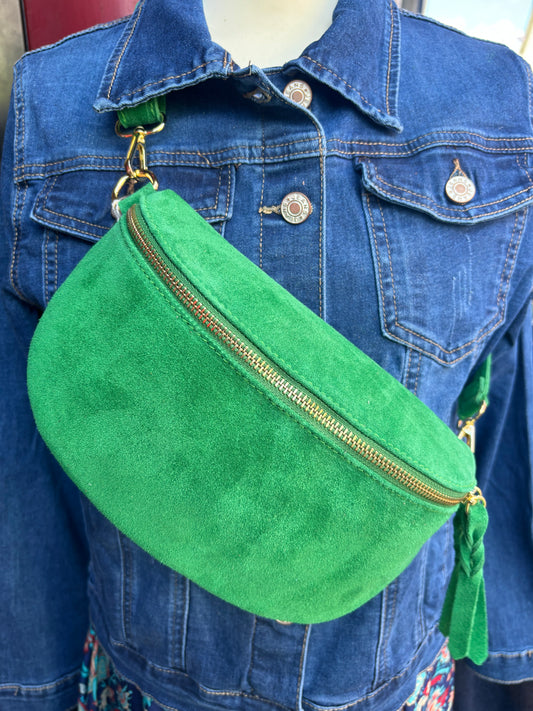 Sac banane cuir vert