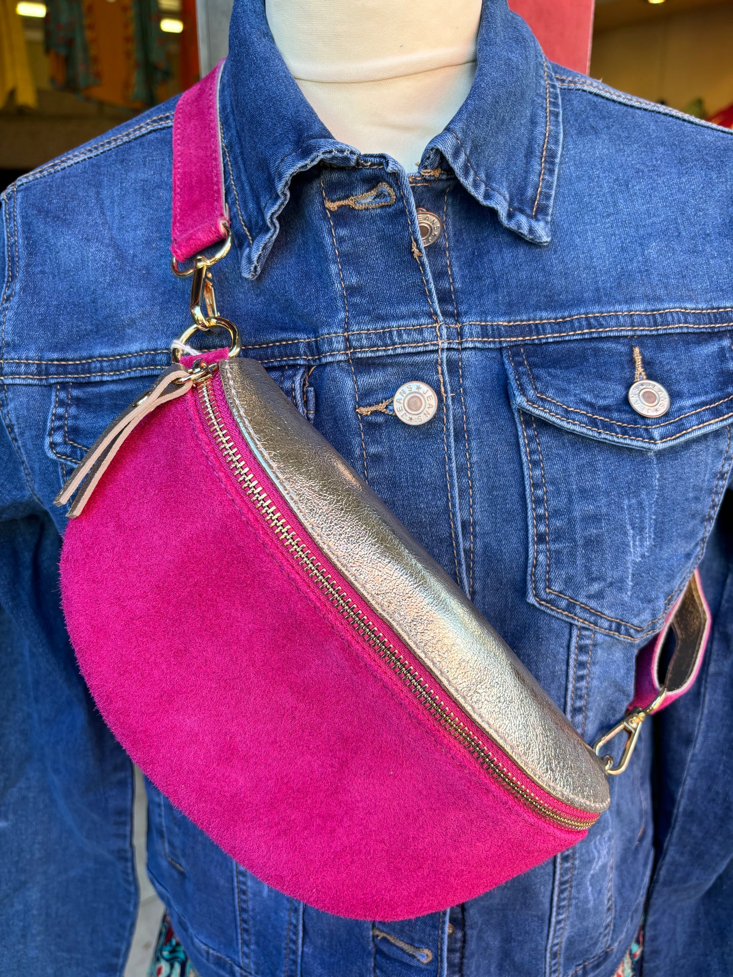 Sac banane 1 zip 2 couleurs fushia