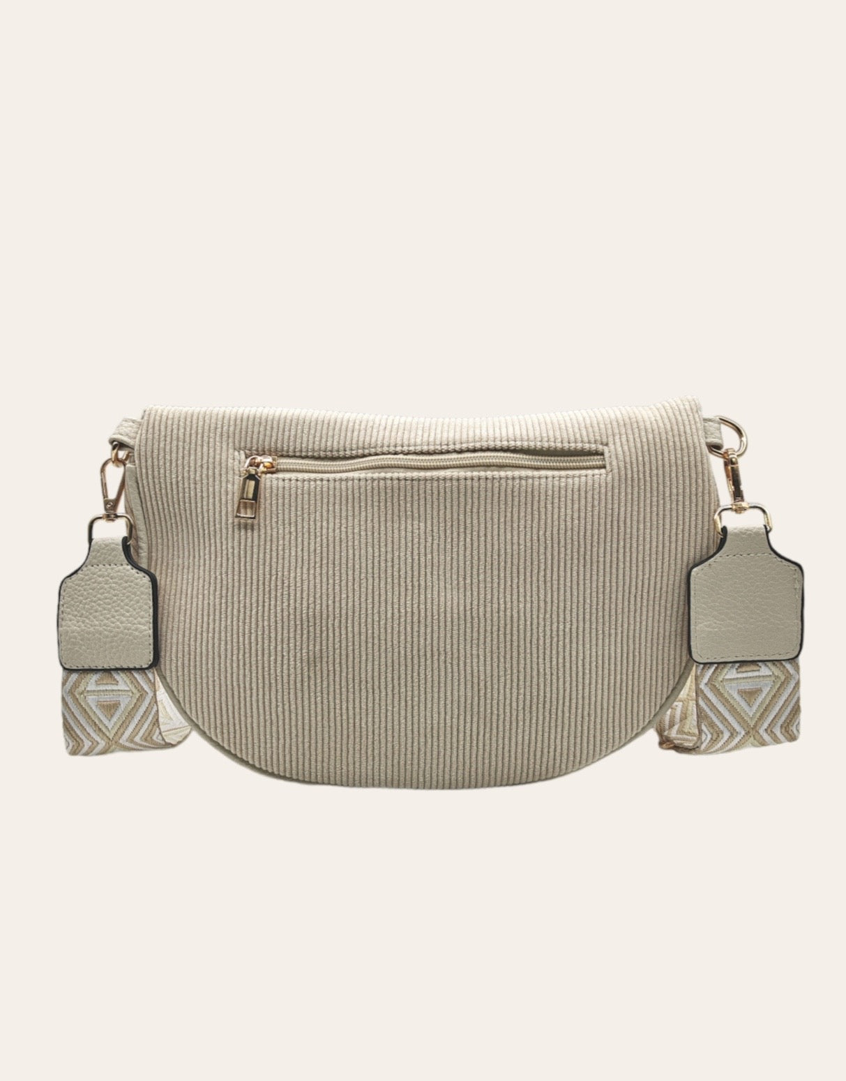 Sac velours beige avec bandoulière